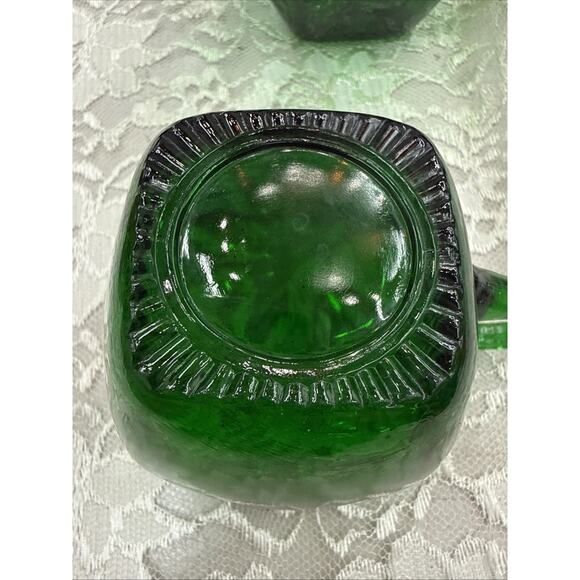 Vintage Anchor Hocking Charm Forest Green Square Creamer & Sugar - Picture 4 of 8